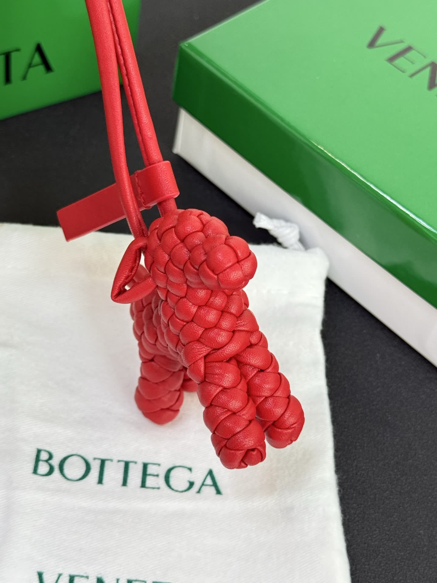 Bottega Veneta Red Leather Dog Charm